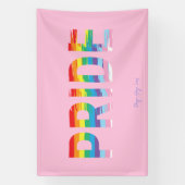 虹のLGBTQIA旗 愛してる プライドパーティ ピンク 横断幕 (縦)