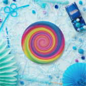 虹のLollypopのカラフルな渦巻 ペーパープレート (パーティー)