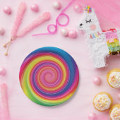 虹のLollypopのカラフルな渦巻 ペーパープレート (パーティー)