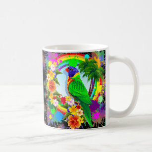 虹のLorikeetのオウムのマグ コーヒーマグカップ