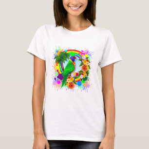 虹のLorikeetのオウムの芸術 Tシャツ