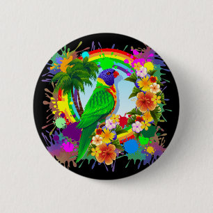 虹のLorikeetのオウムボタン 缶バッジ