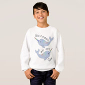 虹のNarwhalの海のユニコーンのスエットシャツ(子供) (正面フル)