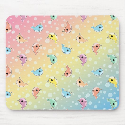 虹のNarwhal脂肪質のパターン マウスパッド (正面)