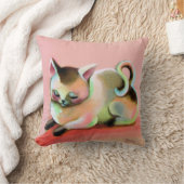 虹のSherbertのピンクの子猫の低俗でかわいい枕 クッション (ブランケット)