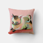 虹のSherbertのピンクの子猫の低俗でかわいい枕 クッション (正面)