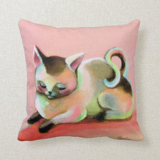 虹のSherbertのピンクの子猫の低俗でかわいい枕 クッション