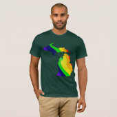 虹のTシャツのミシガン州の地図 Tシャツ (正面フル)