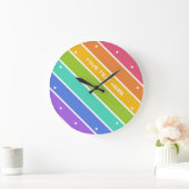 虹はカスタムな柱時計を着色します ラージ壁時計 (ホーム)