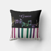 虹はピアノキーボードのパーソナライズな枕に注意します クッション (裏面)