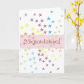 虹はピンクのお祝いカードを主演します カード (黄色い花)