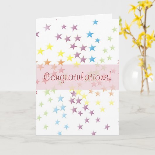 虹はピンクのお祝いカードを主演します カード (黄色い花)