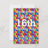 虹はブロックの誕生日のパーティの招待状を立方体にします 招待状 (正面)