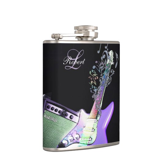 虹はモノグラムのエレキギターのフラスコに注意します フラスク (右)