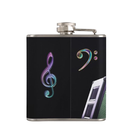 虹はモノグラムのエレキギターのフラスコに注意します フラスク (裏面)