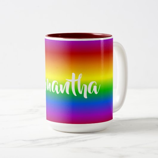 虹は名前をカスタムするのマグを着色します ツートーンマグカップ (正面右)