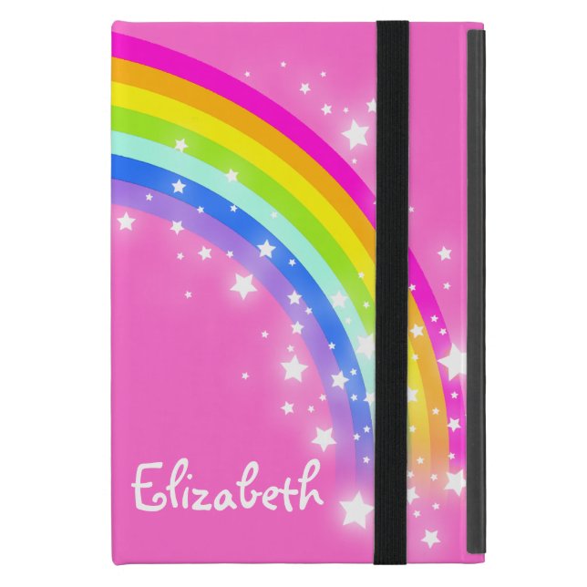 虹は女の子の一流のピンクの例をからかいます iPad MINI ケース (正面(閉時))