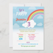 虹は年齢の誕生会の空を曇らせます 招待状 (正面)