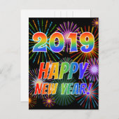 虹は文字を入れます"2019年"に + "明けましておめでとう! " ポストカード (正面/裏面)