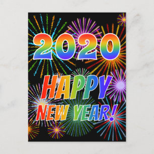 虹は文字を入れます"2020年"に + "明けましておめでとう! " ポストカード