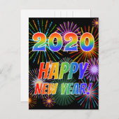 虹は文字を入れます"2020年"に + "明けましておめでとう! " ポストカード (正面/裏面)