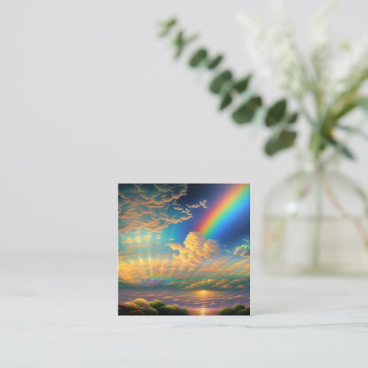 虹は最も美しく畏敬の念に満ちている スクエア名刺 (スタンド正面)