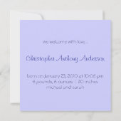 虹は男の赤ちゃんの誕生の発表を主演します 案内状 (裏面)