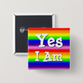 虹は私によってがあるゲイプライドの細くストライプなYesを着色します 缶バッジ (正面&裏面)