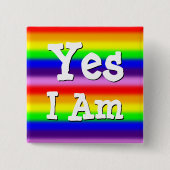 虹は私によってがあるゲイプライドの細くストライプなYesを着色します 缶バッジ (正面)