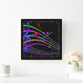 虹は音楽黒い柱時計に注意します スクエア壁時計 (ホーム)