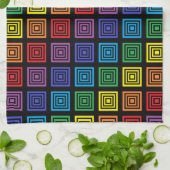 虹は黒を平方しました キッチンタオル (折り畳み)