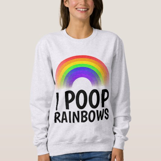 虹をウンコする面白いTシャツ スウェットシャツ (正面)