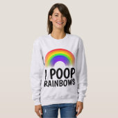 虹をウンコする面白いTシャツ スウェットシャツ (正面フル)