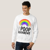 虹をウンコする面白いTシャツ スウェットシャツ (正面フル)