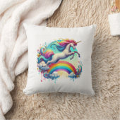 虹を跳び越える一角獣の不思議な写真 クッション (ブランケット)