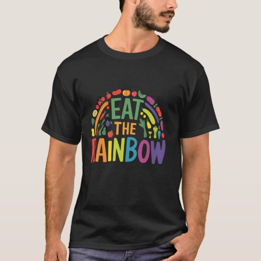 虹を食べよう 健康的な食事 ビーガン 菜食主義者 Tシャツ (正面)