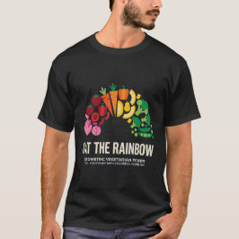 虹を食べよう 幾何学模様のヴィーガン 野菜デザイン Tシャツ