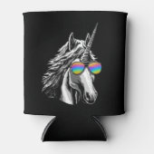 虹カッコいいのサングラスで一角飾る 缶クーラー (正面)