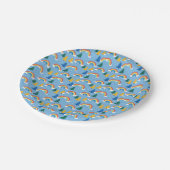 虹カラフルと木の模様 ペーパープレート (アングル)