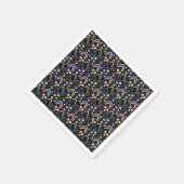 虹カラフルと木の花の模様 スタンダードカクテルナプキン (角)
