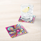 虹カラフルと泡と星の破裂 スクエアペーパーコースター (インサイチュ)