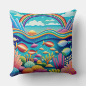 虹カラフルの下の水中 クッション (裏面)