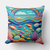 虹カラフルの下の水中 クッション (正面)