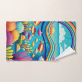 虹カラフルの下の水中 バスタオルセット (ハンドタオル)