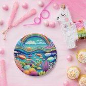 虹カラフルの下の水中 ペーパープレート (パーティー)