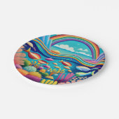 虹カラフルの下の水中 ペーパープレート (アングル)