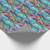虹カラフルの下の水中 ラッピングペーパー (角)