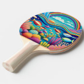 虹カラフルの下の水中 卓球ラケット (正面アングル)