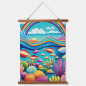 虹カラフルの下の水中 吊り下げ型タペストリー (正面)