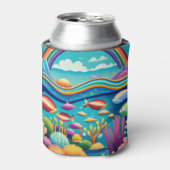 虹カラフルの下の水中 缶クーラー (缶正面)